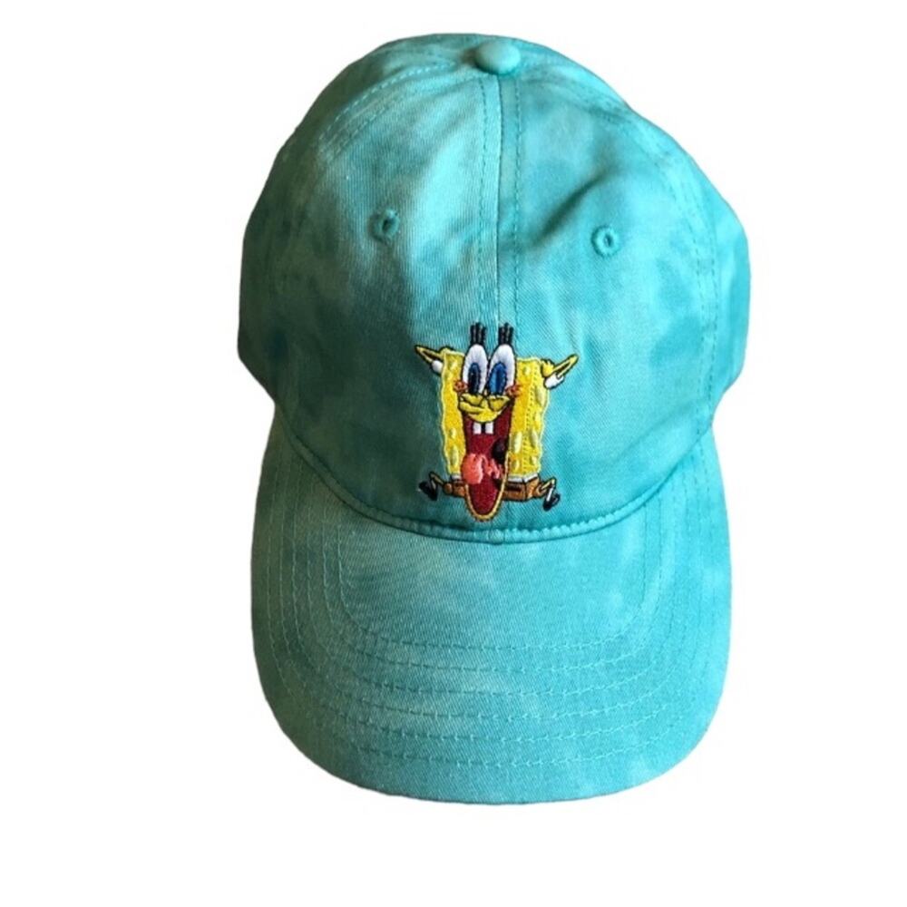 New SpongeBob SquarePants Baseball Hat Cap Green Tie Dye One Size Embroidered
